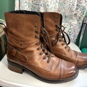 Taos Crave Tan Leather Combat Boots, size 41